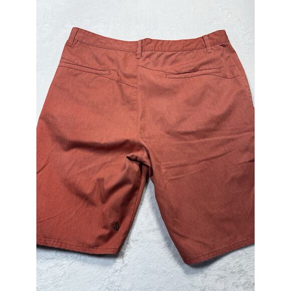 Volcom Corps Class Shorts Rust Red Cotton Twill Chino Flat Front Hiking SZ 38 - Picture 2 of 12